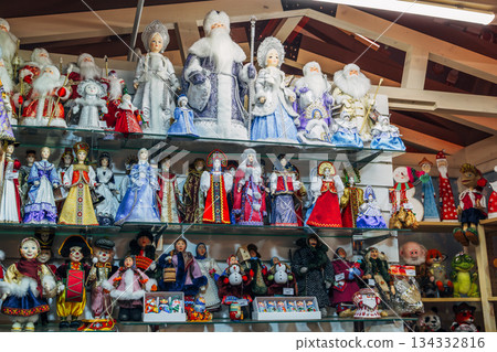 Traditional Christmas souvenir nutcrackers sold on Christmas market 134332816