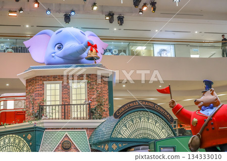 Dec 6 2025 Glittering Christmas Decorations Inside Modern Shopping Mall 134333010