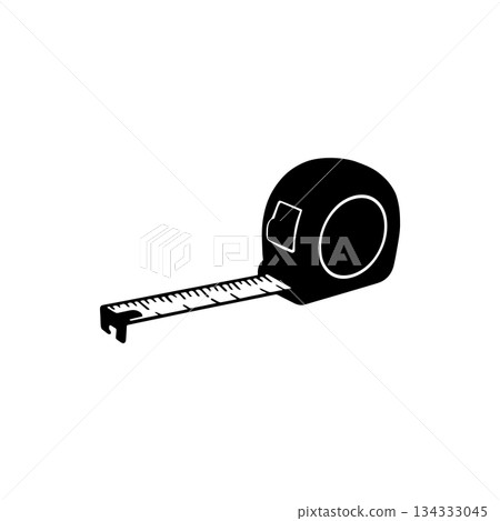 tape measure tool silhouette isolated on white background 134333045