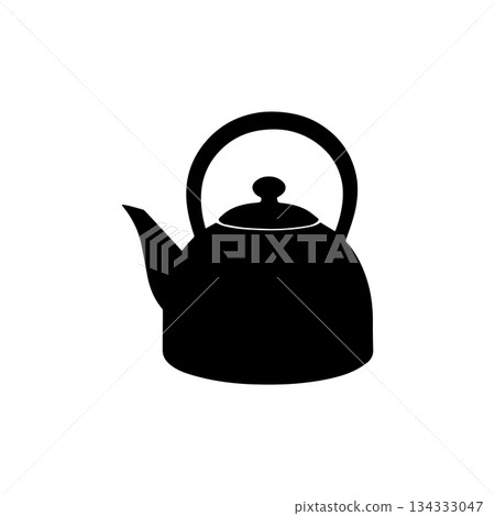 tea kettle silhouette isolated on white background 134333047