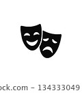 theater masks silhouette comedy and tragedy drama symbol isolated on white background theater masks silhouette comedy and tragedy drama symbol isolated on white background 134333049