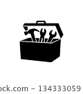 toolbox silhouette icon with tools wrench hammer screwdriver illustration toolbox silhouette icon with tools wrench hammer screwdriver illustration 134333059