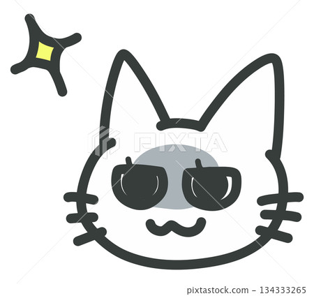 一隻表情狡猾的貓的插圖 一隻表情狡猾的貓的插圖 134333265