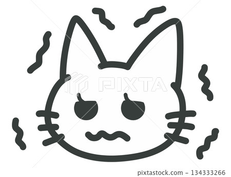 一隻表情耐心的貓的插圖 一隻表情耐心的貓的插圖 134333266