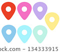 Cute map pin icons in 7 colors 134333915