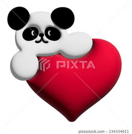 Inflated 3D of panda bear and red heart for Valentine's Day, model, merchandise, toy, label, cartoon character, comic, mascot, mood, feeling, zoo, souvenir shop, pin, animal brooch, sticker, kid doll Inflated 3D of panda bear and red heart for Valentine's Day, model, merchandise, toy, label, cartoon character, comic, mascot, mood, feeling, zoo, souvenir shop, pin, animal brooch, sticker, kid doll 134334011