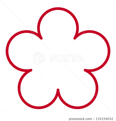 Plum blossom illustration material, Japanese pattern, transparent background, white border, red Plum blossom illustration material, Japanese pattern, transparent background, white border, red 134334032