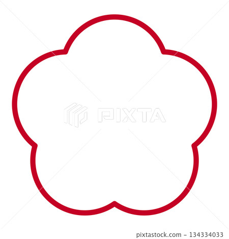 Plum blossom illustration material, Japanese pattern, transparent background, white border, red Plum blossom illustration material, Japanese pattern, transparent background, white border, red 134334033