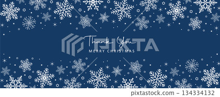 thank you christmas banner with snowflake border vector illustration 134334132