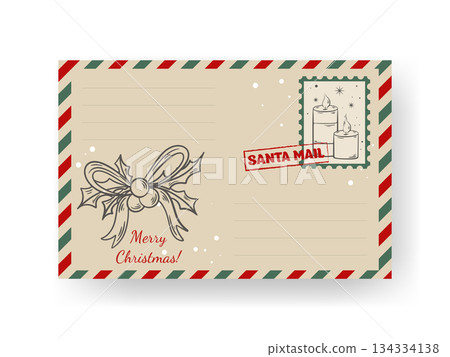Christmas letter with holly, stamps, and postmark Christmas letter with holly, stamps, and postmark 134334138