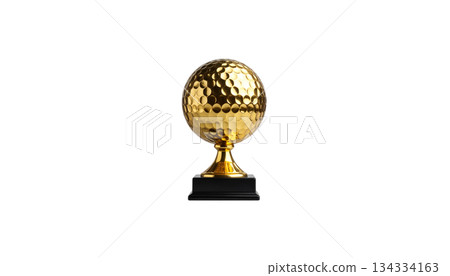 Shiny golden trophy for the winner of the competition, representing achievement, isolated on white background. Shiny golden trophy for the winner of the competition, representing achievement, isolated on white background. 134334163