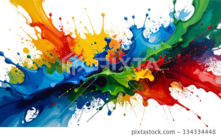 Abstract Watercolor Splash: Colorful ink splash design and textured pattern on white background. Abstract Watercolor Splash: Colorful ink splash design and textured pattern on white background. 134334448