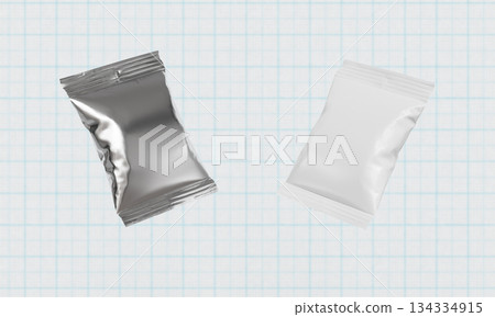 Foil Package Mock up for Copy Space. 3D Rendering. Foil Package Mock up for Copy Space. 3D Rendering. 134334915