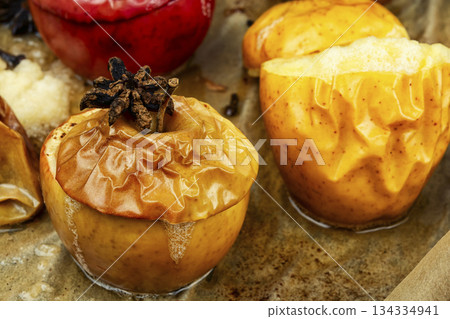 Oven Baked Apples with Cloves and Star Anise 134334941