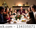 Family at the festive table 134335071