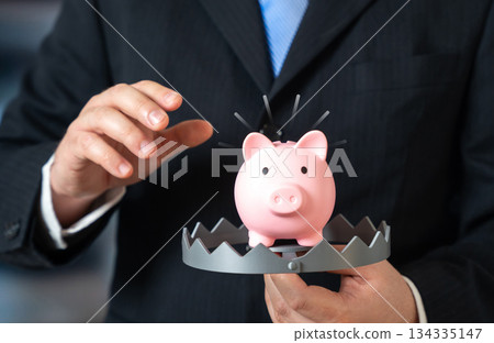 A piggy bank as bait in a trap. Payday loans. High interest rates on microloans and the risk of debt. Untouchable savings. Easy money leads to financial traps and long-term losses. 134335147