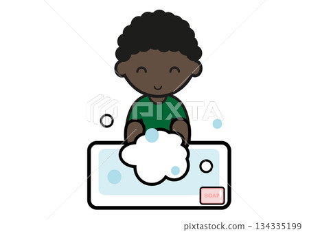 黑人男孩洗手 134335199