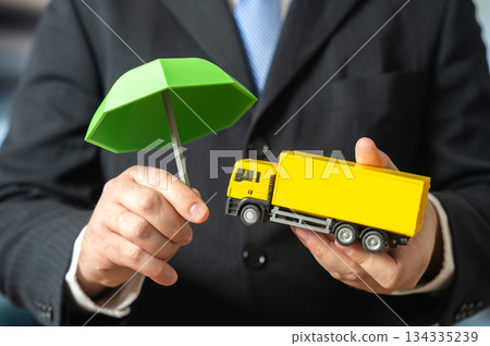 Cargo transportation and freight are protected and insured. Logistics risk management, cargo insurance and supply chain security. Safe delivery, liability coverage and international trade protection. 134335239