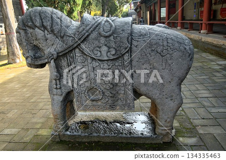 寺廟內的石馬雕像 134335463