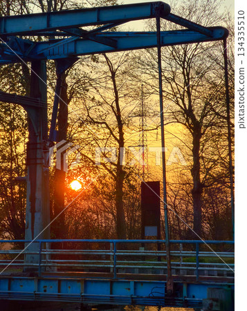 Rijkevorsel, Antwerpse Kempen, Belgium, Moodful scene capturing warm evening tones and nostalgic Rijkevorsel, Antwerpse Kempen, Belgium, Moodful scene capturing warm evening tones and nostalgic 134335510