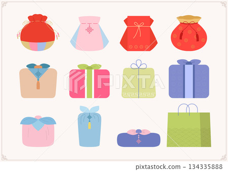 Vector illustrations of traditional Korean gifts. Vector illustrations of traditional Korean gifts. 134335888