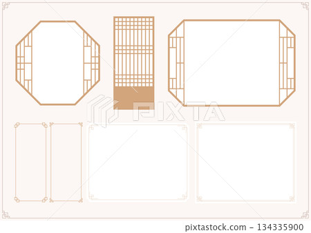 Vector illustrations of traditional Korean frames. Vector illustrations of traditional Korean frames. 134335900