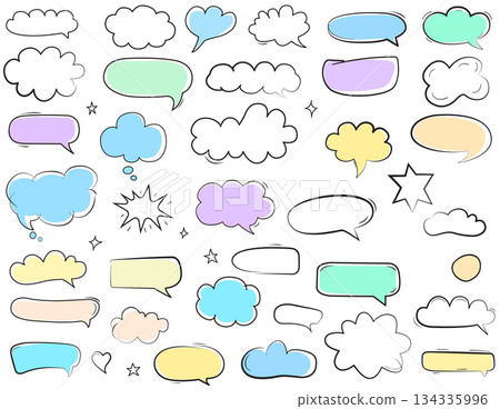 Drawn Doodle Speech and Thought Bubbles Set Drawn Doodle Speech and Thought Bubbles Set 134335996