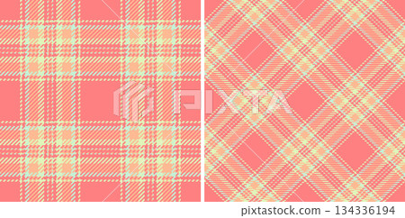 Two tartan pattern swatches show classic textile design. Woven fabric structure creates a timeless feel. Suits backgrounds, fashion design, home decor. Two tartan pattern swatches show classic textile design. Woven fabric structure creates a timeless feel. Suits backgrounds, fashion design, home decor. 134336194