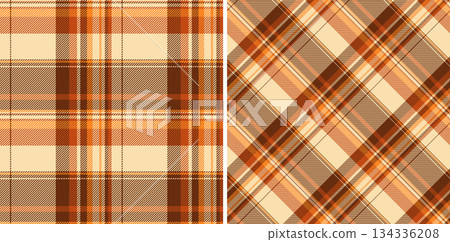 Pattern vector fabric of tartan seamless check with a texture textile plaid background. Set in coffee colors for stylish picture ideas for fashion inspiration. 134336208