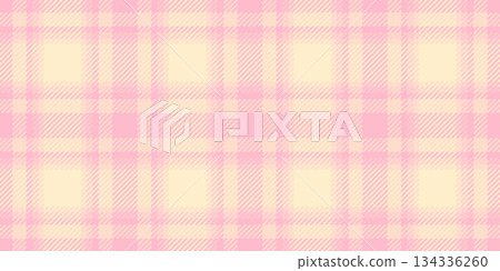 Season plaid tartan textile, merry christmas texture seamless fabric. Fuzzy check vector pattern background in light and pink colors. 134336260