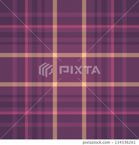 Stylish plaid pattern with purple, pink, and beige hues. Perfect for fashion, textile design, backgrounds, and adding a touch of classic elegance to any project. 134336261