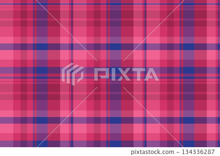 Professional fabric seamless plaid, layout check background textile. Antique tartan texture vector pattern in pink and magenta colors. Professional fabric seamless plaid, layout check background textile. Antique tartan texture vector pattern in pink and magenta colors. 134336287