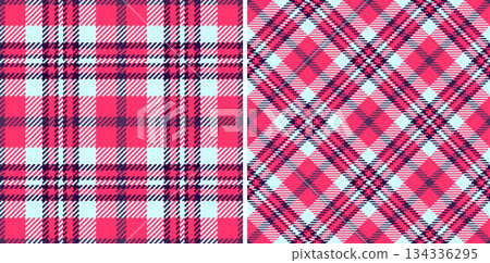 Textile seamless tartan of check texture fabric with a plaid background vector pattern. Set in wedding colors. Stylish scarves for women. 134336295