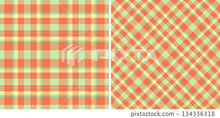 Pattern vector texture of background check fabric with a plaid seamless textile tartan. Set in light colors. Garment industry trends. 134336318