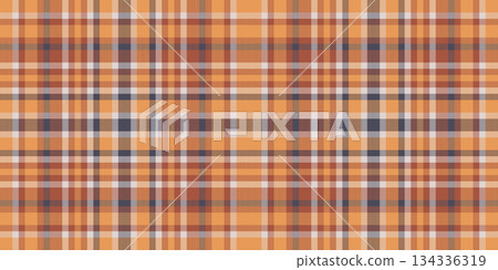 Tee seamless textile fabric, structure check background tartan. Household texture pattern vector plaid in orange and red colors. Tee seamless textile fabric, structure check background tartan. Household texture pattern vector plaid in orange and red colors. 134336319