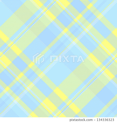 King textile texture plaid, father fabric pattern check. Vichy vector background seamless tartan in light and yellow colors. 134336323
