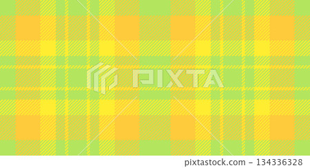 Plank textile background texture, nyc check fabric pattern. Packing tartan plaid seamless vector in green and amber colors. 134336328