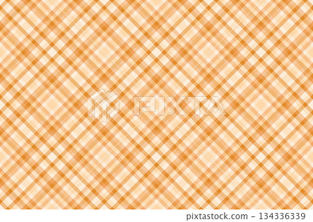 1940s check vector pattern, illustration textile seamless fabric. Copy space plaid texture background tartan in orange and antique white colors. 134336339