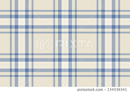 Rough textile plaid check, handsome tartan pattern texture. Invite background vector fabric seamless in light and blue colors. 134336341