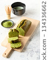 Cut matcha pound cake 134336662