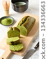 Cut matcha pound cake 134336663