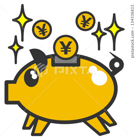 Illustration of a person saving money and investing in stocks, which increases their wealth 134336815