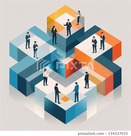 商人爬樓梯，等距視角 134337035