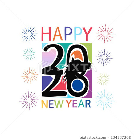 Happy New Year 2026 Golden Numbers and Red Horse 134337208