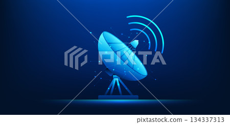 Satellite Dish Signal Transmission Background, Space Communication Technology, Global Data Reception and Reflection System, Futuristic Satellite Network Concept for Internet, Broadcasting, GPS, and Satellite Dish Signal Transmission Background, Space Communication Technology, Global Data Reception and Reflection System, Futuristic Satellite Network Concept for Internet, Broadcasting, GPS, and 134337313