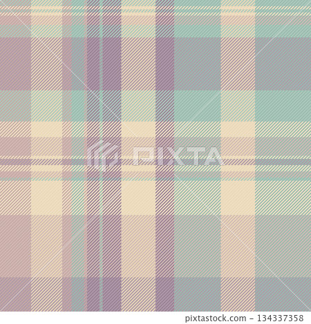 Expressive seamless pattern textile, tracery tartan check plaid. Product fabric vector texture background in pastel and light colors. 134337358