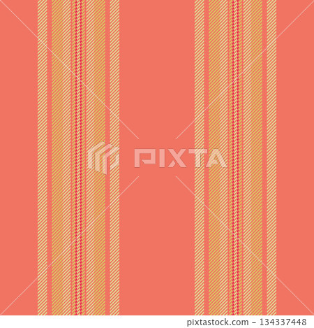 Long seamless texture stripe, industrial vector background lines. Chic textile fabric pattern vertical in red and yellow colors. Long seamless texture stripe, industrial vector background lines. Chic textile fabric pattern vertical in red and yellow colors. 134337448