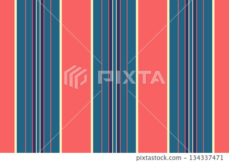 Lurface seamless vector lines, rose pattern vertical textile. Smooth stripe texture fabric background in red and cyan colors. 134337471