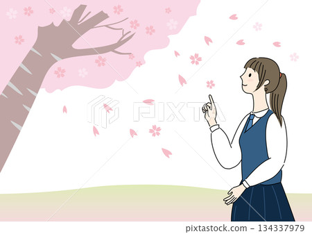 女高中生與櫻花 134337979