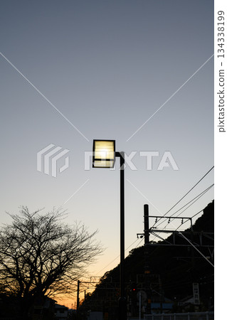 Streetlight at Winter Dusk 134338199
